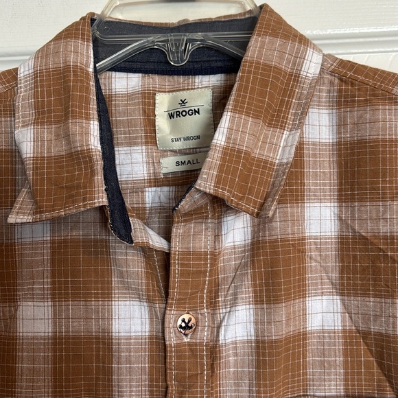 Wrogn men’s brown plaid long sleeve button down shirt size small - Picture 2 of 11